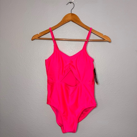 New Kids Art Class Hot Pink Large (10/12) One Piece Swimsuit Adjustable Straps - Picture 4 of 15